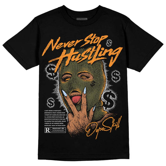 Jordan 5 "Olive" DopeSkill T-Shirt Never Stop Hustling Graphic Streetwear - Black