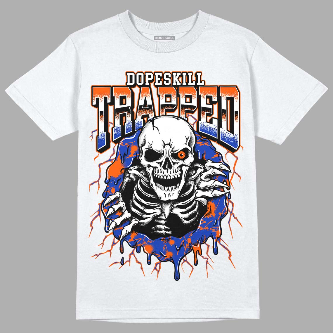 Dunk Low Futura Orange Blaze DopeSkill T-Shirt Trapped Halloween Graphic Streetwear - White