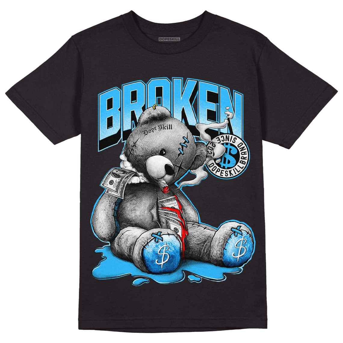 Jordan 1 High Retro OG “University Blue” DopeSkill T-Shirt Sick Bear Graphic Streetwear - Black