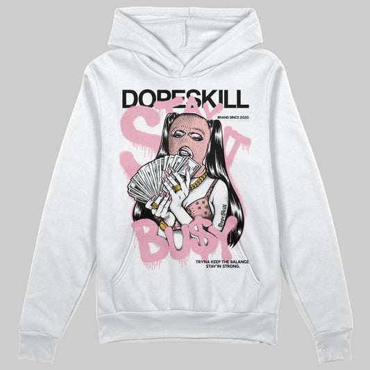 AMIRI White & Pink Stars Court Sneakers DopeSkill Hoodie Sweatshirt Stay It Busy Graphic Streetwear - White