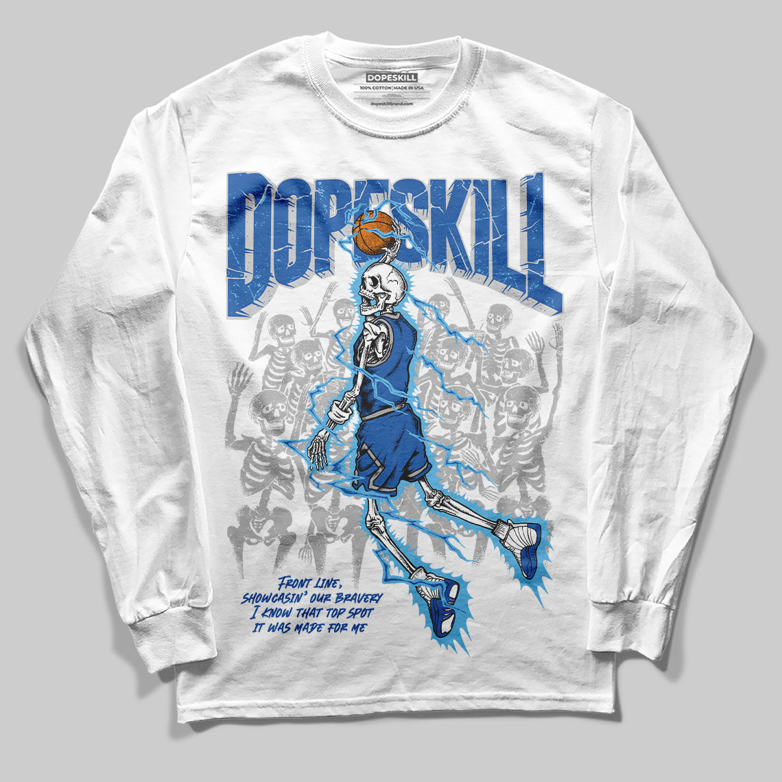 Jordan 12 “Blueberry” DopeSkill Long Sleeve T-Shirt Thunder Dunk Graphic Streetwear - White