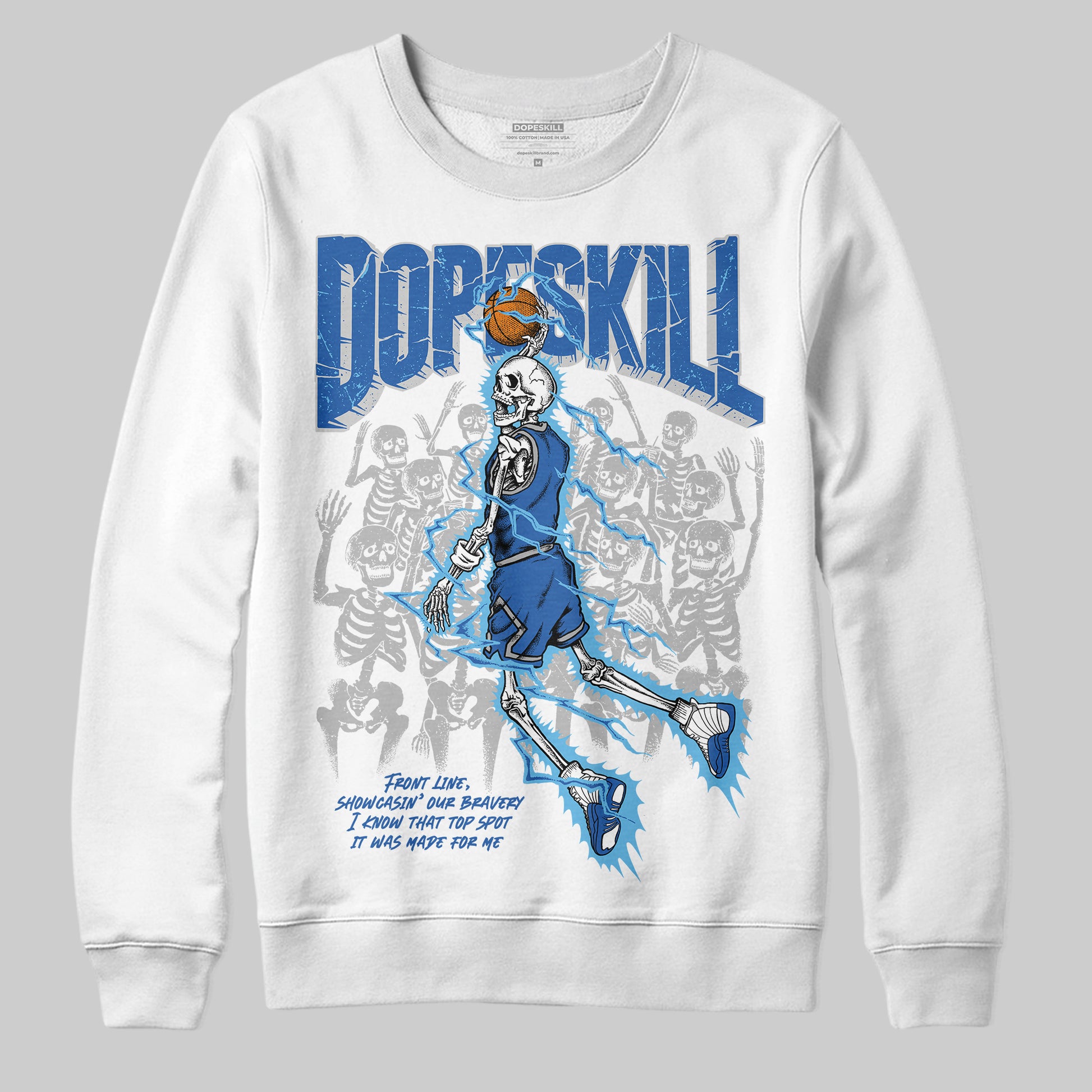 Jordan 12 “Blueberry” DopeSkill Sweatshirt Thunder Dunk Graphic Streetwear - White