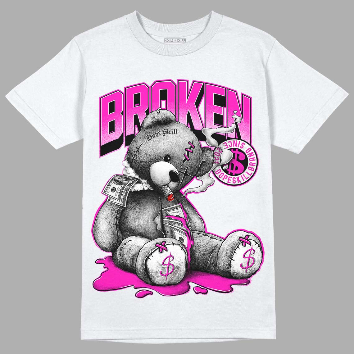 Dunk Low GS “Active Fuchsia” DopeSkill T-Shirt Sick Bear Graphic Streetwear - WHite