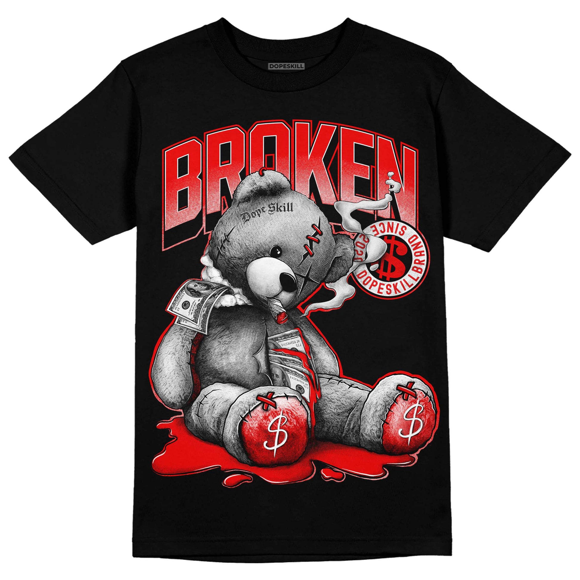 Jordan 12 “Cherry” DopeSkill T-Shirt Sick Bear Graphic Streetwear - Black