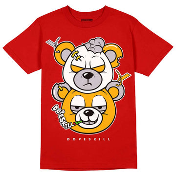 Red Sneakers DopeSkill Red T-shirt New Double Bear Graphic Streetwear