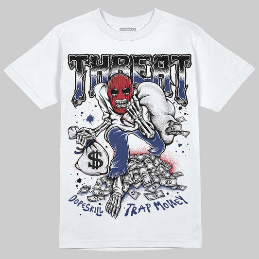Jordan 1 High OG Rare Air "Deep Royal Blue" DopeSkill T-Shirt Threat Graphic Streetwear - White
