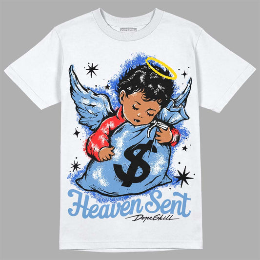Dunk Low Retro White Polar Blue DopeSkill T-Shirt Heaven Sent Graphic Streetwear - White 