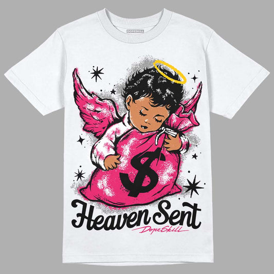 Dunk Low ‘Obsidian Fierce Pink’ DopeSkill T-Shirt Heaven Sent Graphic Streetwear - White 