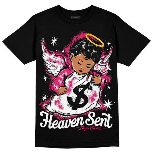 Dunk Low ‘Obsidian Fierce Pink’ DopeSkill T-Shirt Heaven Sent Graphic Streetwear - Black