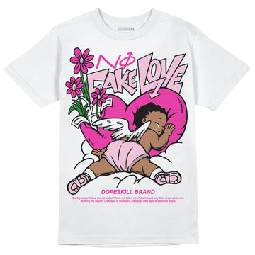 Dunk Low GS 'Triple Pink' DopeSkill T-Shirt No Fake Love Graphic Streetwear - White