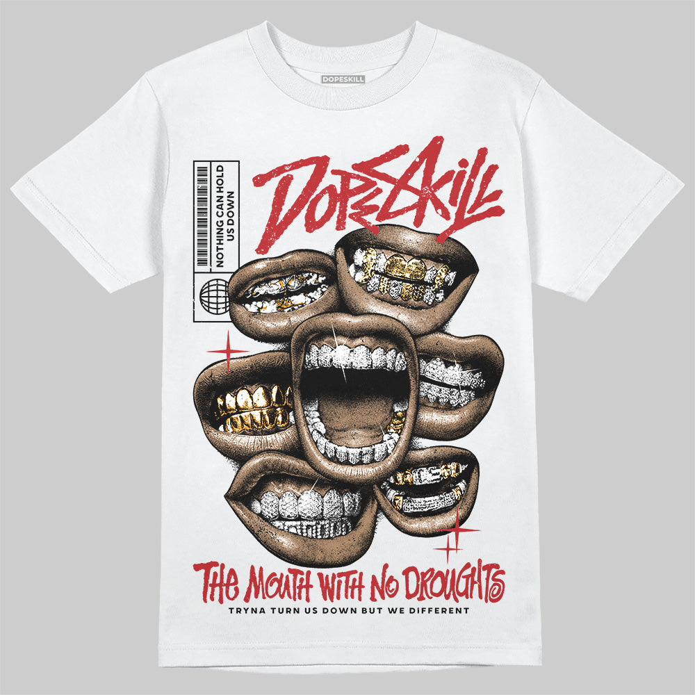 Jordan 12 Retro Flu Game (2025) DopeSkill T-Shirt The Mouth With No Droughts Graphic Streetwear - White 