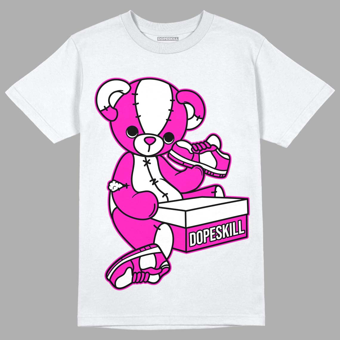 Dunk Low GS “Active Fuchsia” DopeSkill T-Shirt Sneakerhead BEAR Graphic Streetwear - White