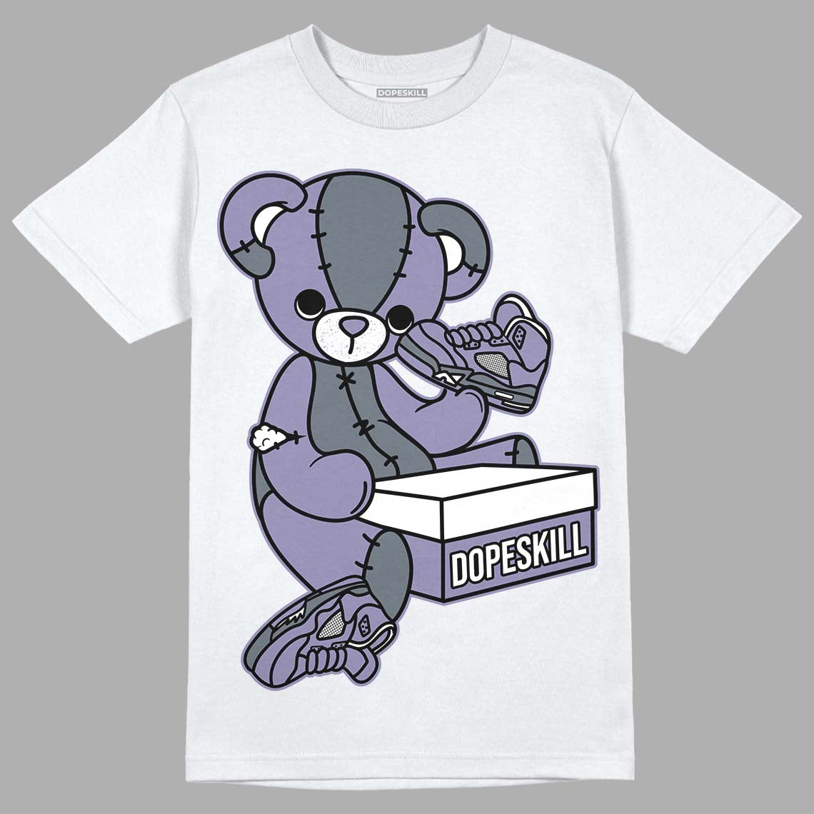 Jordan 5 Retro Low Indigo Haze DopeSkill T-Shirt Sneakerhead BEAR Graphic Streetwear  - White