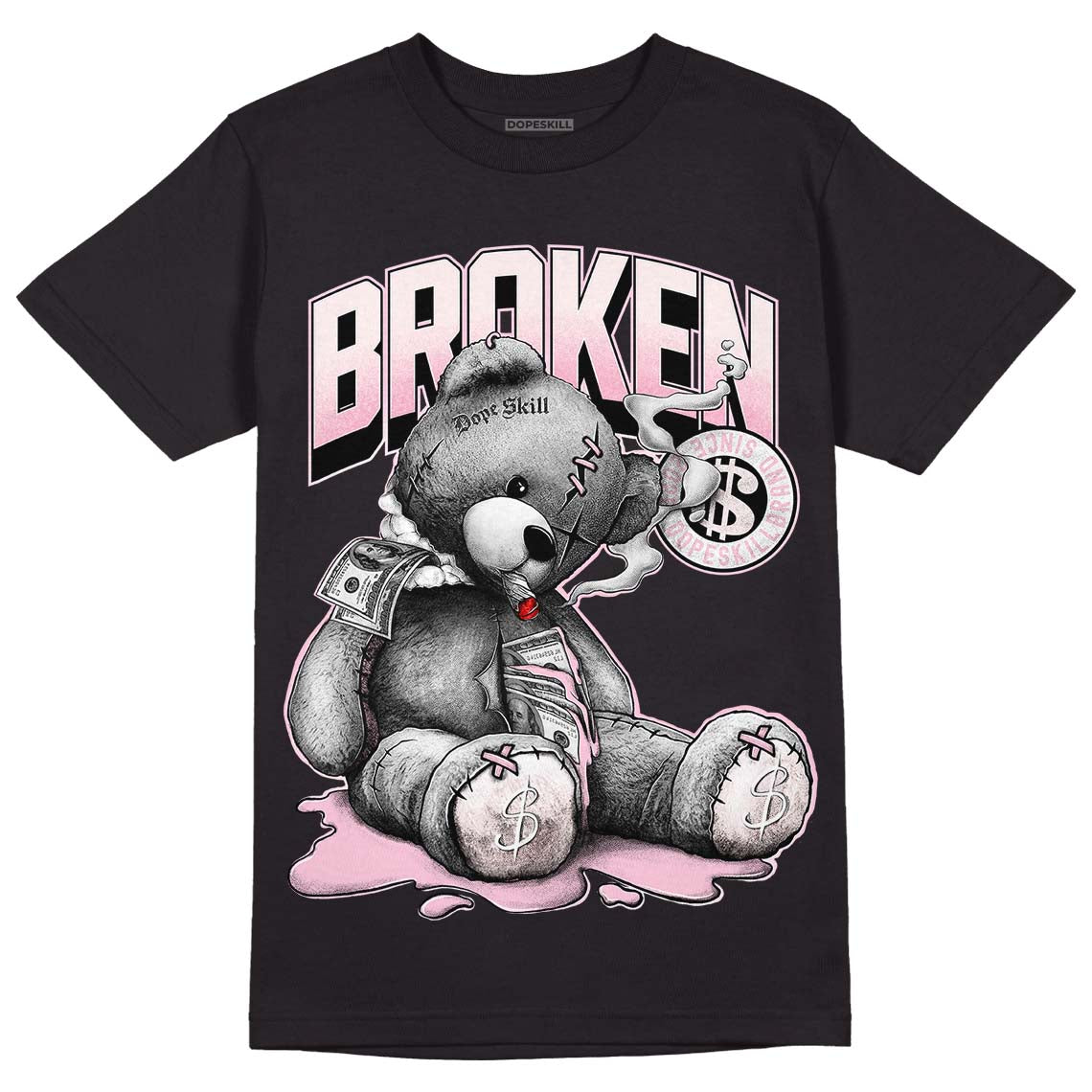 Dunk Low LX Pink Foam DopeSkill T-Shirt Sick Bear Graphic Streetwear - Black