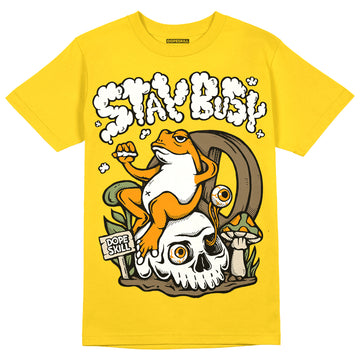 Jordan 4 Retro “Vivid Sulfur” DopeSkill Yellow T-Shirt Stay Busy Graphic Streetwear