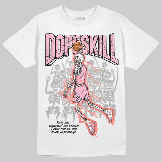 AMIRI White & Pink Stars Court Sneakers DopeSkill T-Shirt Thunder Dunk Graphic Streetwear - White