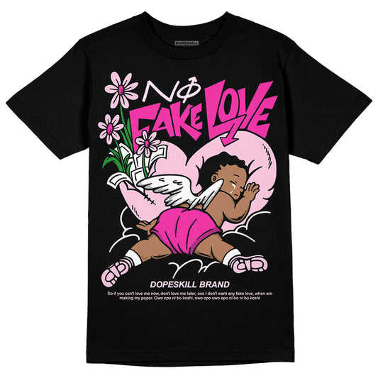 Dunk Low GS 'Triple Pink' DopeSkill T-Shirt No Fake Love Graphic Streetwear - Black