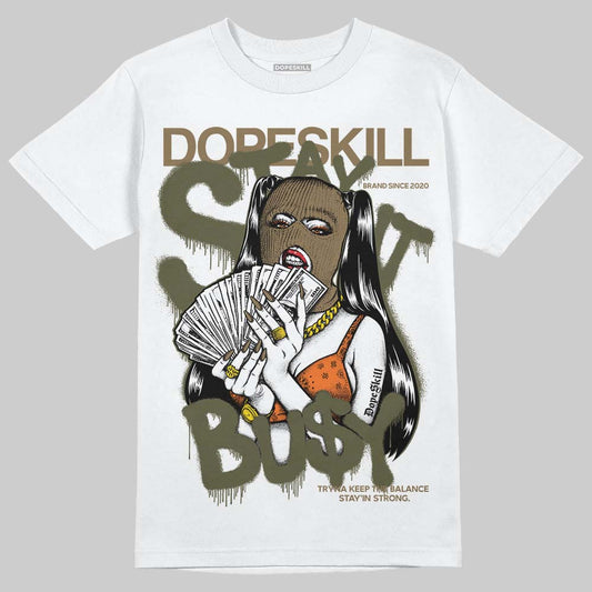 Adidas Samba OG Focus Olive Gum DopeSkill T-Shirt Stay It Busy Graphic Streetwear - White