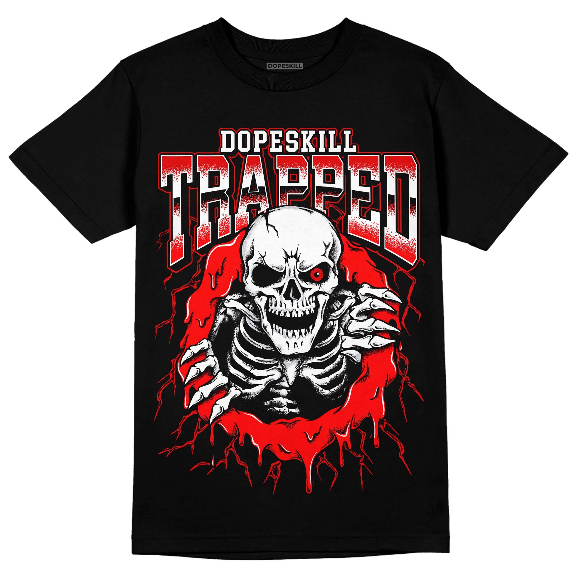 Jordan 1 Retro High OG "Satin Bred" DopeSkill T-Shirt Trapped Halloween Graphic Streetwear - Black