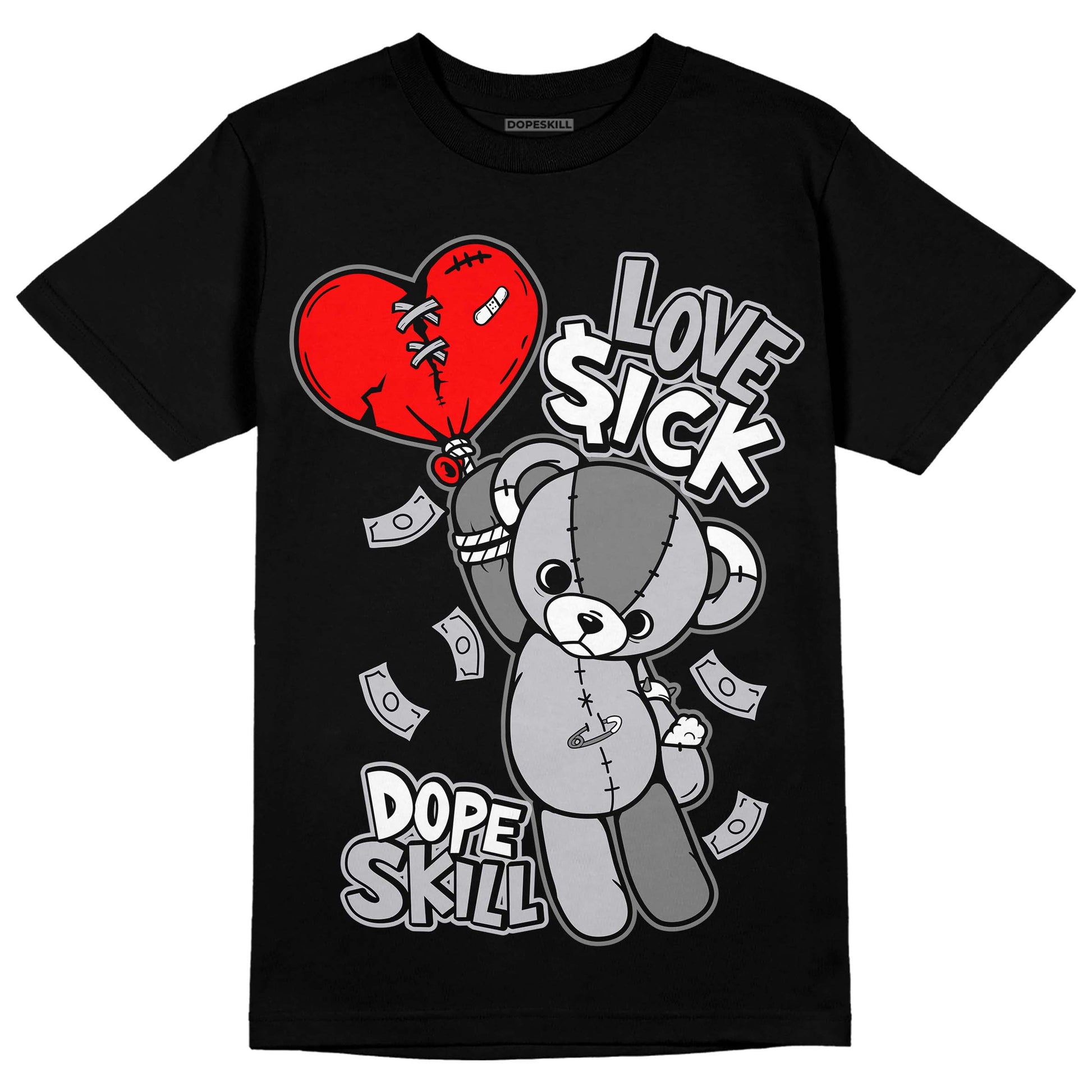 Grey Sneakers DopeSkill T-Shirt Love Sick Graphic Streetwear - Black