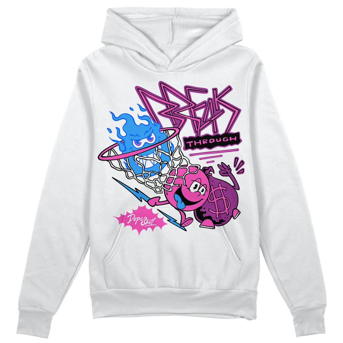 Jordan 4 GS “Hyper Violet” DopeSkill Hoodie Sweatshirt Break Through Graphic Streetwear - White