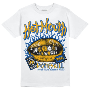 Dunk Blue Jay and University Gold DopeSkill T-Shirt Hot Mouth Graphic Streetwear - White