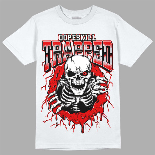 Jordan 4 Retro Red Cement DopeSkill T-Shirt Trapped Halloween Graphic Streetwear - White