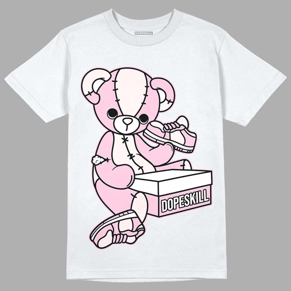 Dunk Low LX Pink Foam DopeSkill T-Shirt Sneakerhead BEAR Graphic Streetwear - White