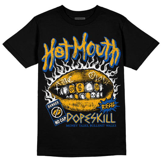 Dunk Blue Jay and University Gold DopeSkill T-Shirt Hot Mouth Graphic Streetwear - Black