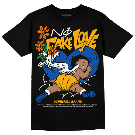 Dunk Blue Jay and University Gold DopeSkill T-Shirt No Fake Love Graphic Streetwear - Black