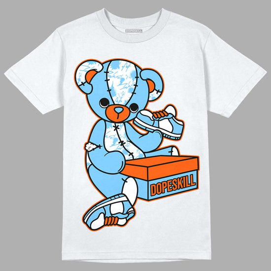 Dunk Low Futura University Blue DopeSkill T-Shirt Sneakerhead BEAR Graphic Streetwear - White