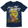 Dunk Low Vintage “Michigan” DopeSkill Midnight Navy T-Shirt Never Stop Hustling Graphic Streetwear 