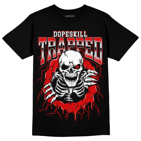 Jordan 4 Retro Red Cement DopeSkill T-Shirt Trapped Halloween Graphic Streetwear - Black
