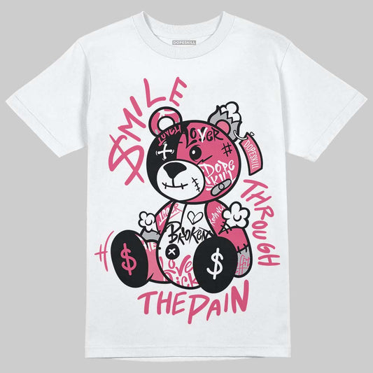 Balenciaga Runner White Fluo Pink DopeSkill T-Shirt Smile Through The Pain Graphic Streetwear - White