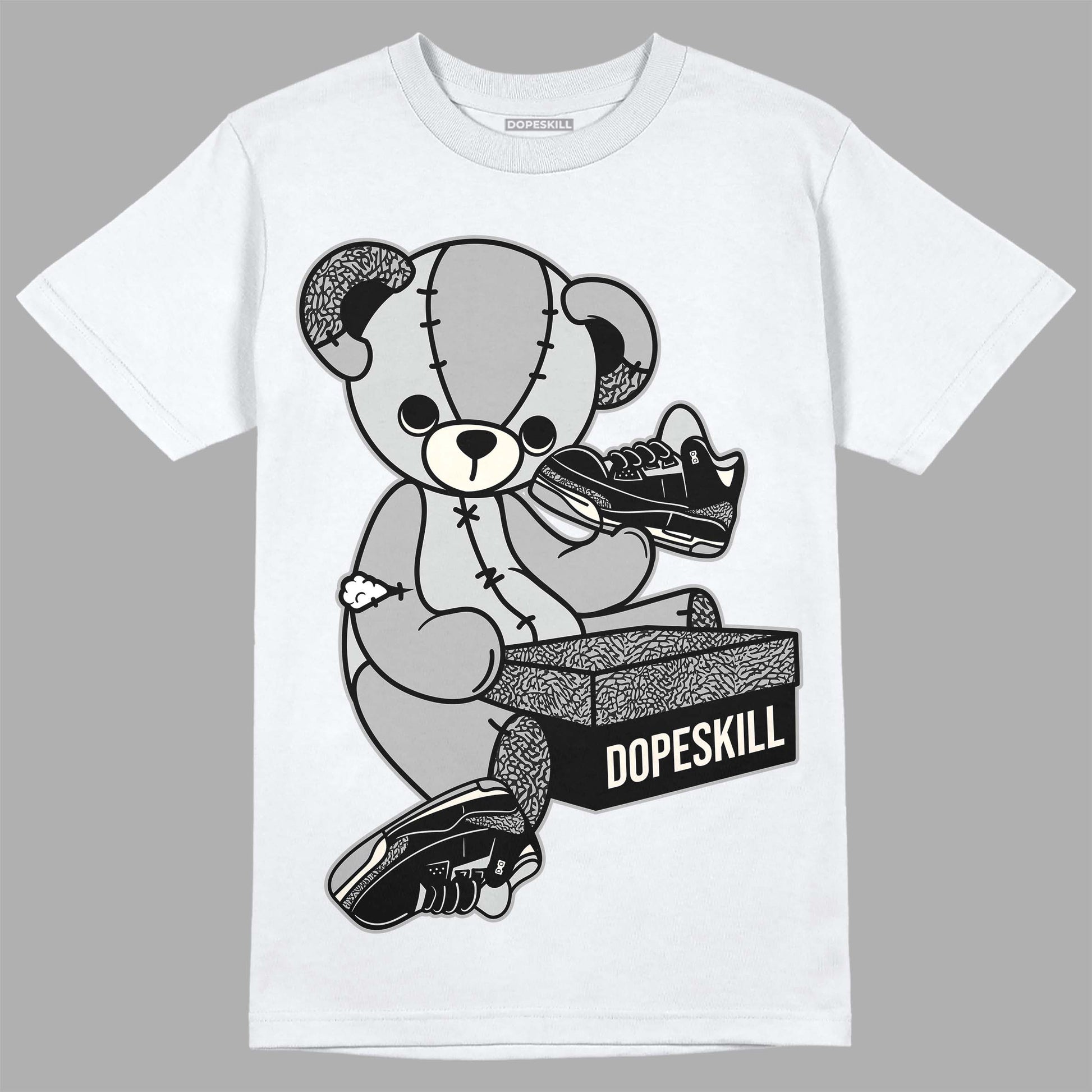 Jordan 3 “Off Noir” DopeSkill T-Shirt Sneakerhead BEAR Graphic Streetwear - White