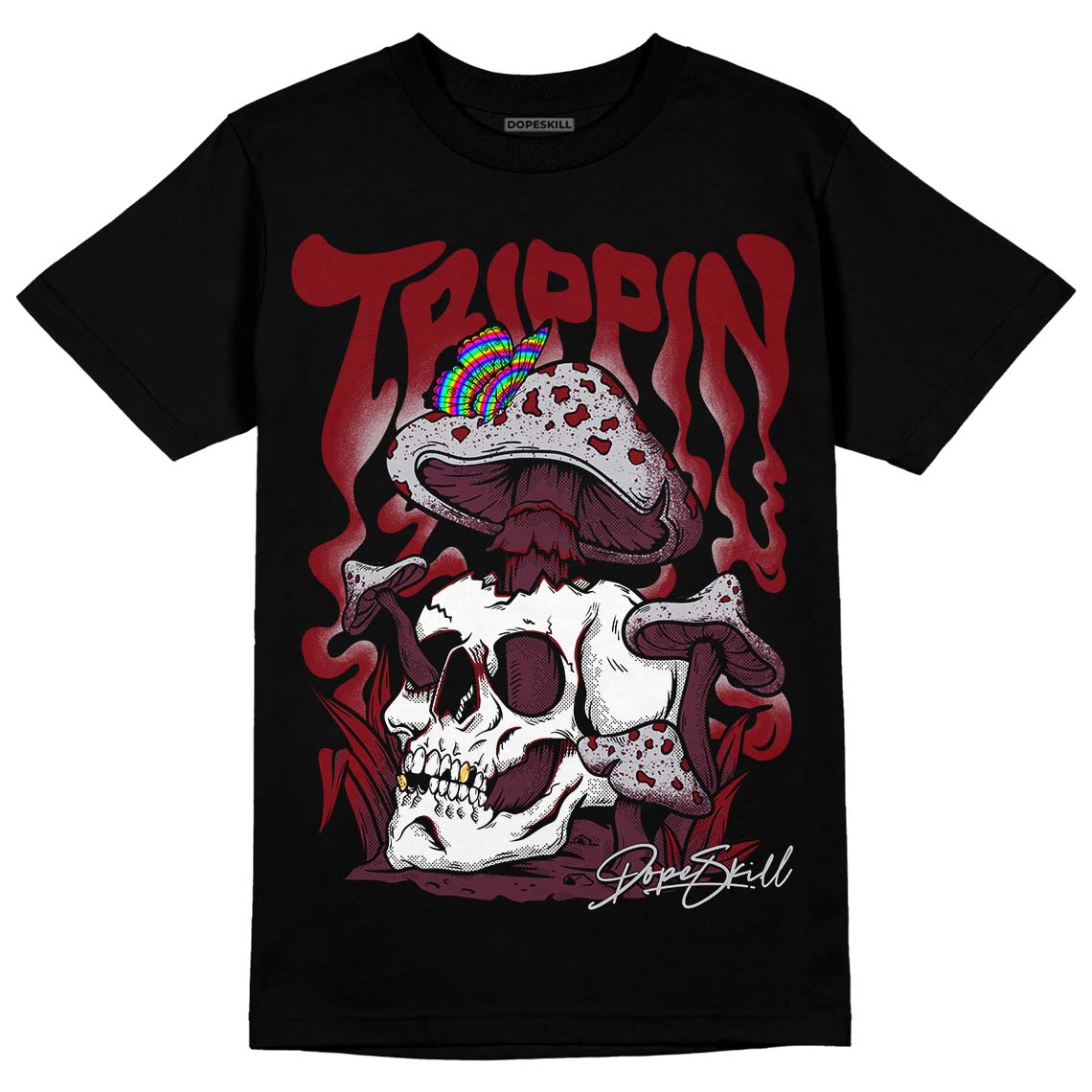 Jordan 5 Retro Burgundy (2023) DopeSkill T-Shirt Trippin Graphic Streetwear - Black 