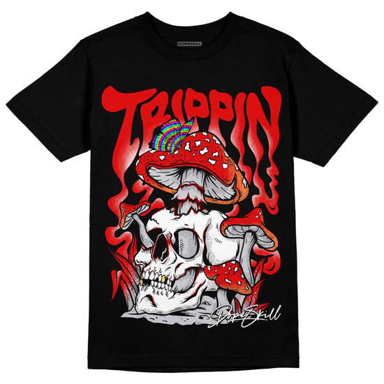 Jordan 4 Retro Red Cement DopeSkill T-Shirt Trippin Graphic Streetwear - Black