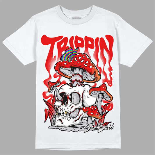 Jordan 4 Retro Red Cement DopeSkill T-Shirt Trippin Graphic Streetwear - White