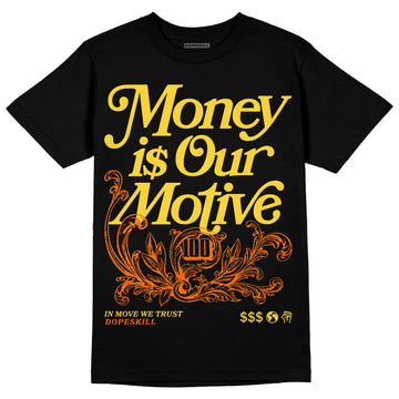Jordan 4 Thunder DopeSkill T-Shirt Money Is Our Motive Typo Graphic Streetwear - Black
