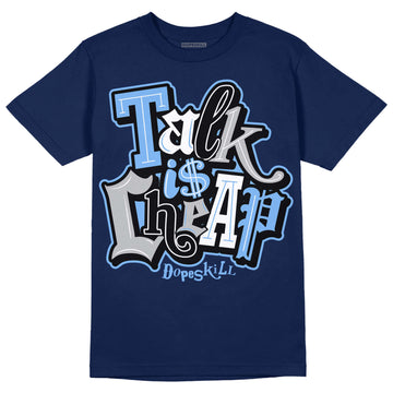 Jordan 5 Midnight Navy DopeSkill Navy T-Shirt Talk Is Chip Graphic Streetwear