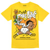 Jordan 4 Retro “Vivid Sulfur” DopeSkill Yellow T-Shirt No Fake Love Graphic Streetwear