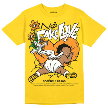 Jordan 4 Retro “Vivid Sulfur” DopeSkill Yellow T-Shirt No Fake Love Graphic Streetwear