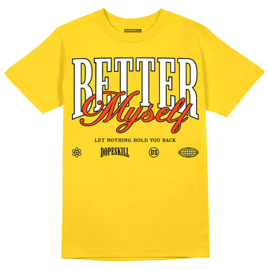 Jordan 4 Retro “Vivid Sulfur” DopeSkill Yellow T-Shirt Better Myself Graphic Streetwear