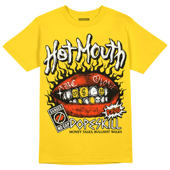 Jordan 4 Retro “Vivid Sulfur” DopeSkill Yellow T-Shirt Hot Mouth Graphic Streetwear