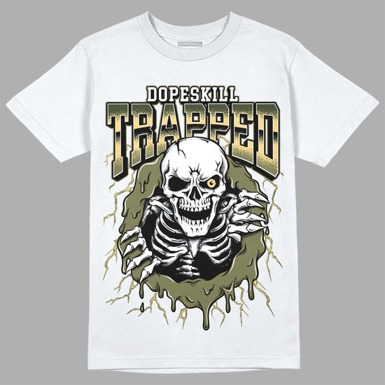 Jordan 4 Retro SE Craft Medium Olive DopeSkill T-Shirt Trapped Halloween Graphic Streetwear - White