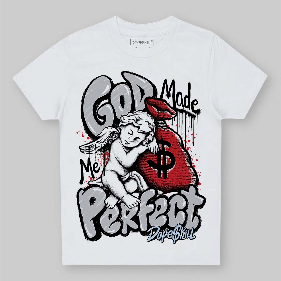 Jordan 5 Retro OG Black Metallic Reimagined DopeSkill Toddler Kids T-shirt God Made Me Perfect Graphic Streetwear - White