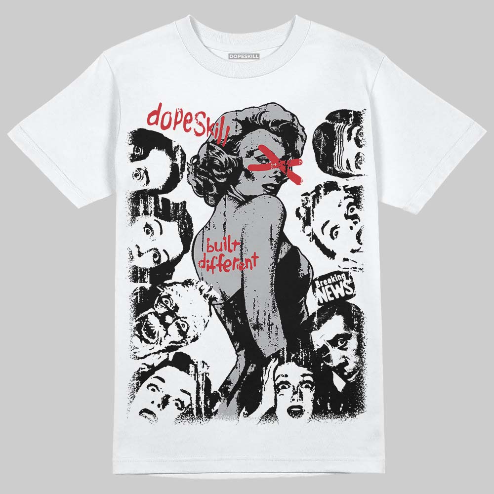 White Cement 4s DopeSkill T-Shirt Built Different Graphic
