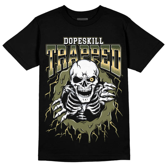 Jordan 4 Retro SE Craft Medium Olive DopeSkill T-Shirt Trapped Halloween Graphic Streetwear - Black