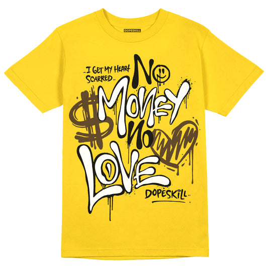 Jordan 4 Retro “Vivid Sulfur” DopeSkill Yellow T-Shirt No Money No Love Typo Graphic Streetwear