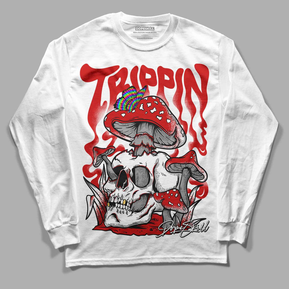 Jordan 1 Retro Low "Black Toe" DopeSkill Long Sleeve T-Shirt Trippin Graphic Streetwear - White